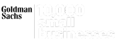 Goldman Sachs logo next to the text “10,000 small businesses” on a light background.